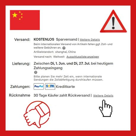 Vorsicht bei ausländischen Händlern