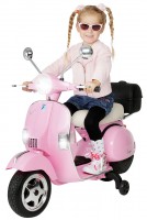 Kinder-Elektroroller Vespa lizenziert, EVA-Reifen, LED, Koffer, Soundmodul, Stützräder