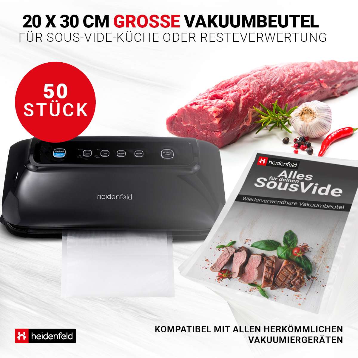Vakuumbeutel 4mil, 100 Quart (20,3x30,5cm) – BPA-frei, Robust, Für Vakuumiergeräte & Sous-Vide-Kochen