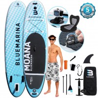 Bluemarina SUP Board Moana, aufblasbar, mit Doppelkolben-Pumpe, Paddel, Rucksack