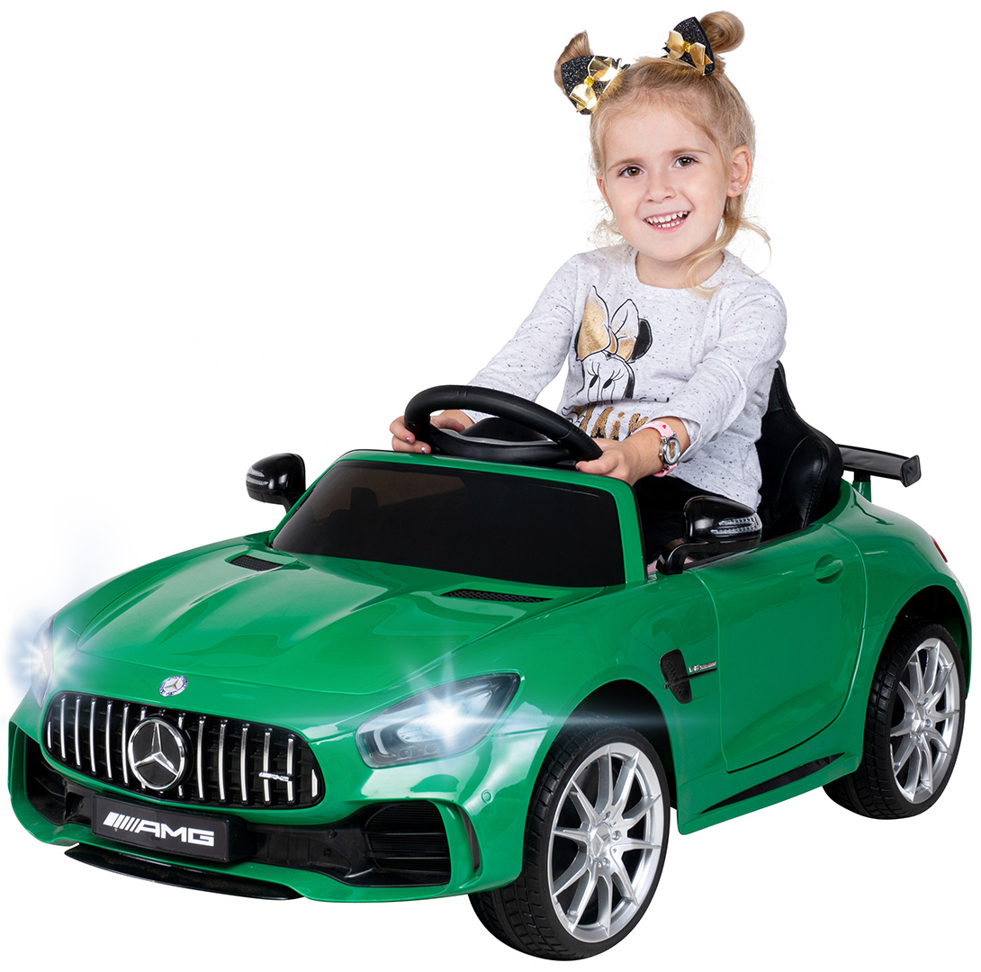 lizenziert Kinderfahrzeug Elektro Auto Mercedes GT R 2 Motoren Ledersitz EVA 