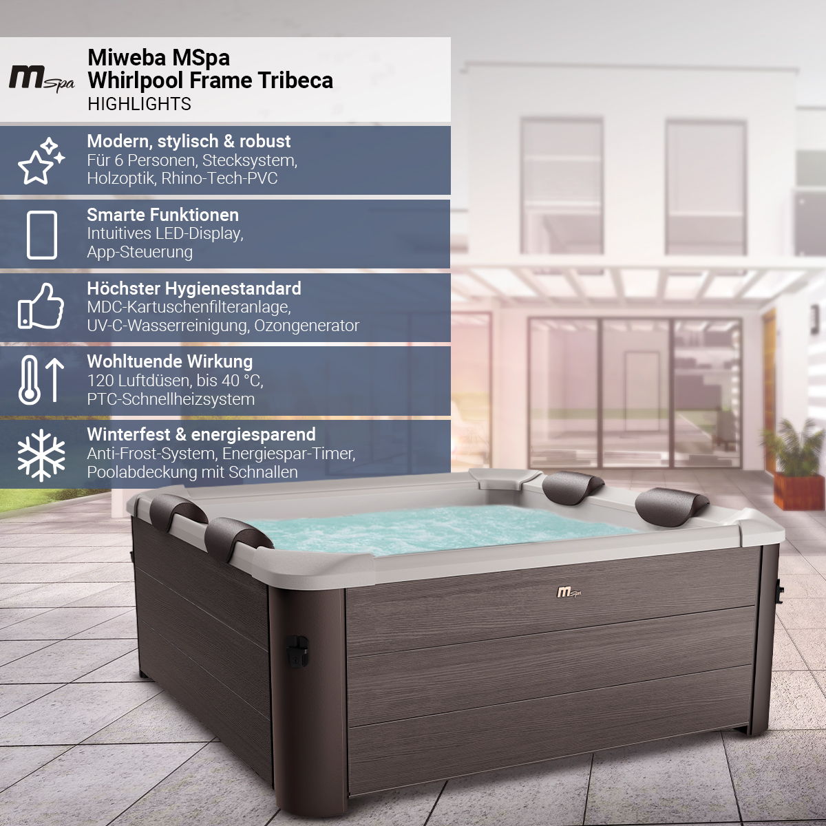 MSpa Whirlpool Frame Tribeca für outdoor & indoor Miweba