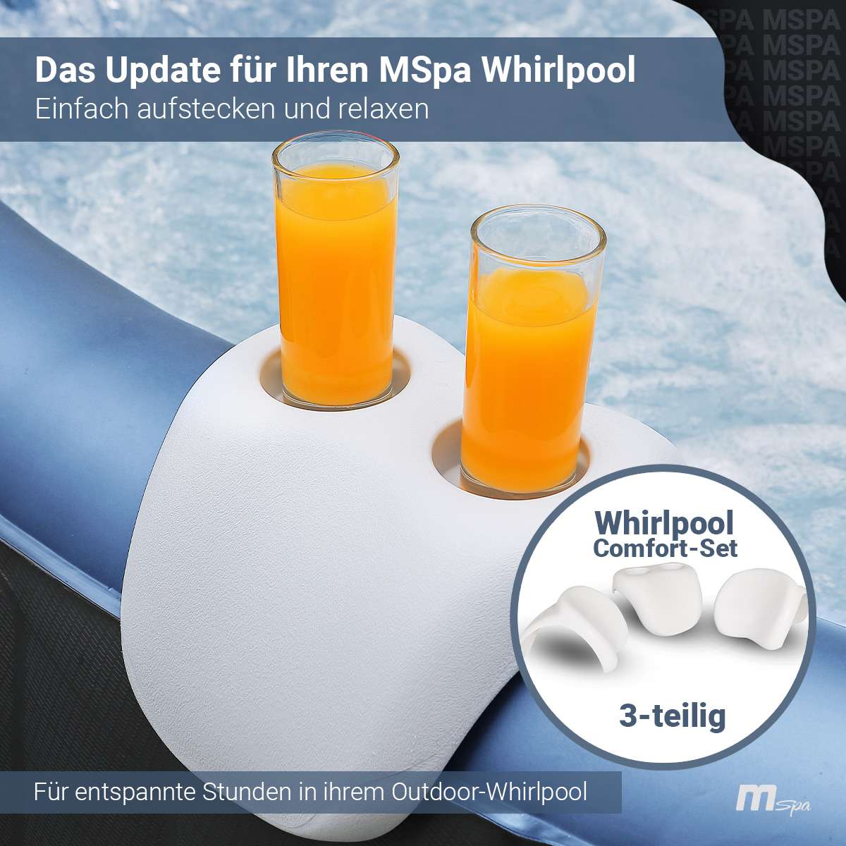 Mendler Comfort-Set Für Whirlpool HWC-E32, Nackenstütze Getränkehalter