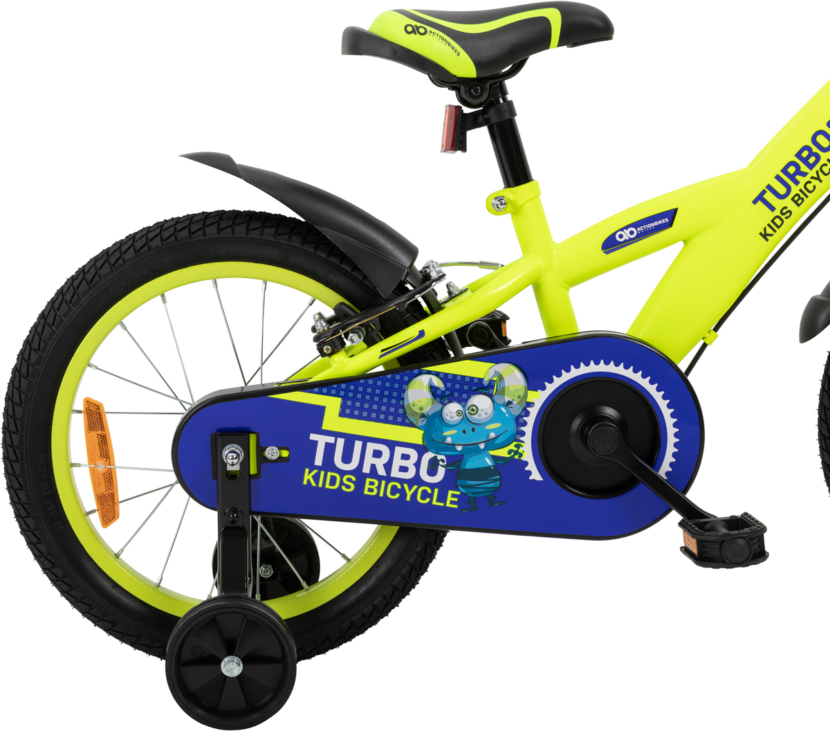 Actionbikes Kinderfahrrad Turbo 16 Zoll, Stützräder, V-Brake-Bremsen,  Lenker-/Kettenschutz, Klingel