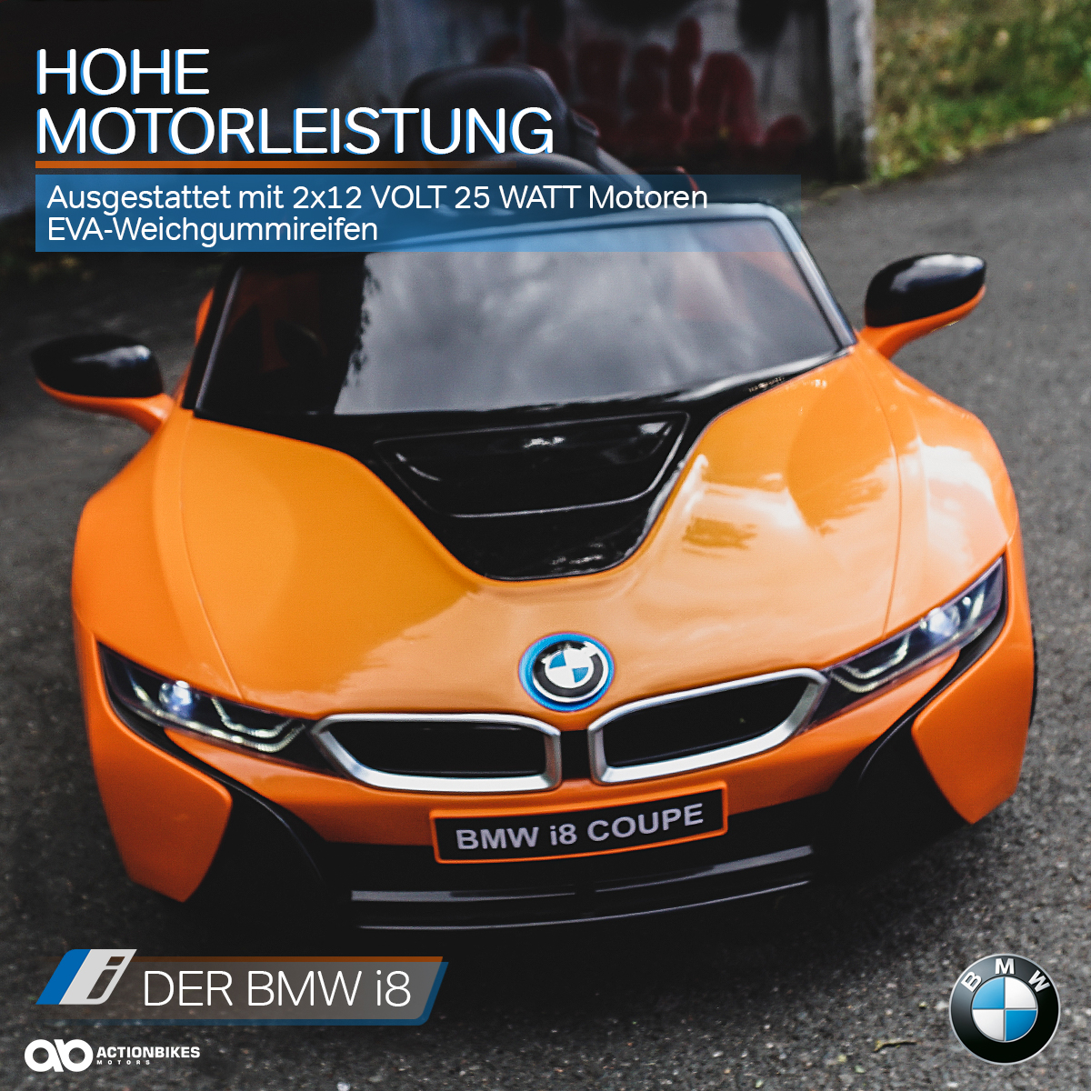 Kinder Elektroauto BMW i8 Schwarz 12V 2x45W Kinderauto EVA USB MP3 AUX LED TOP 