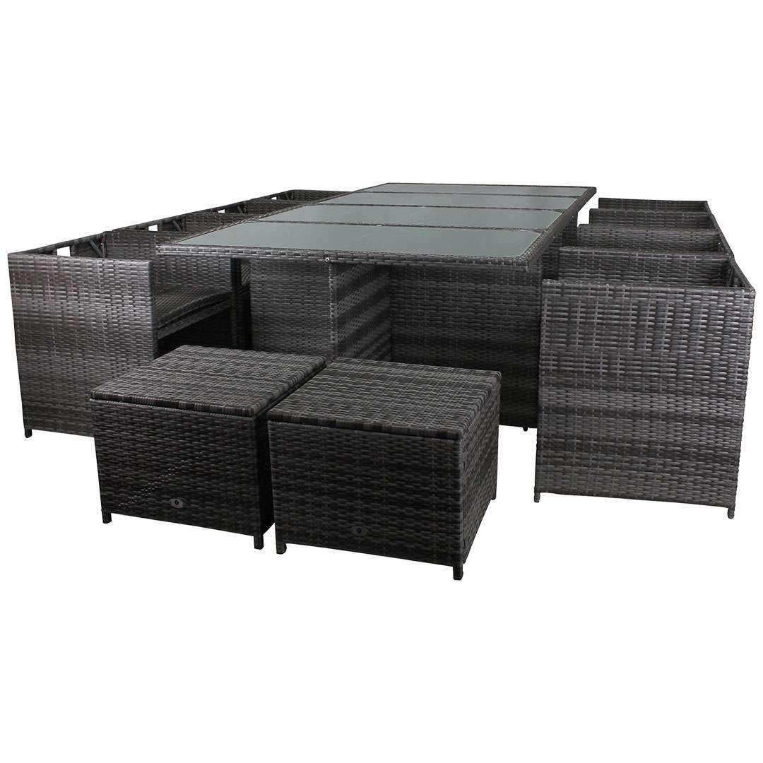 Miweba Caribbian Polyrattan "Bahama" Patio 8+4 Rattan Grau | Rattan