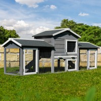 MyAnimal Hasenstall MH-03 Doppelstockhaus mit Garten, Freilauf, Kiefernholz