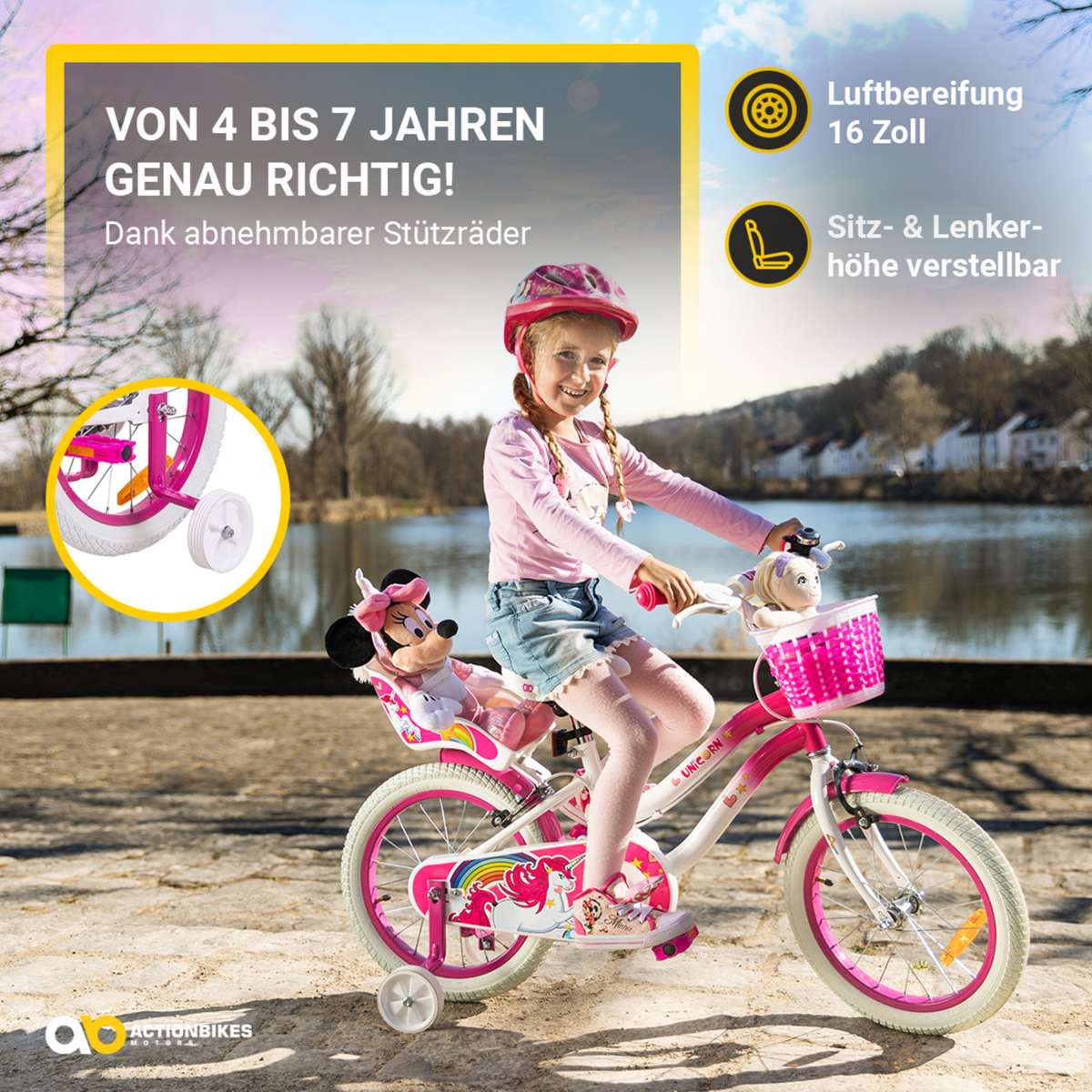 Kinderfahrrad Unicorn 16 Zoll  Actionbikes Mdchen-Fahrrad