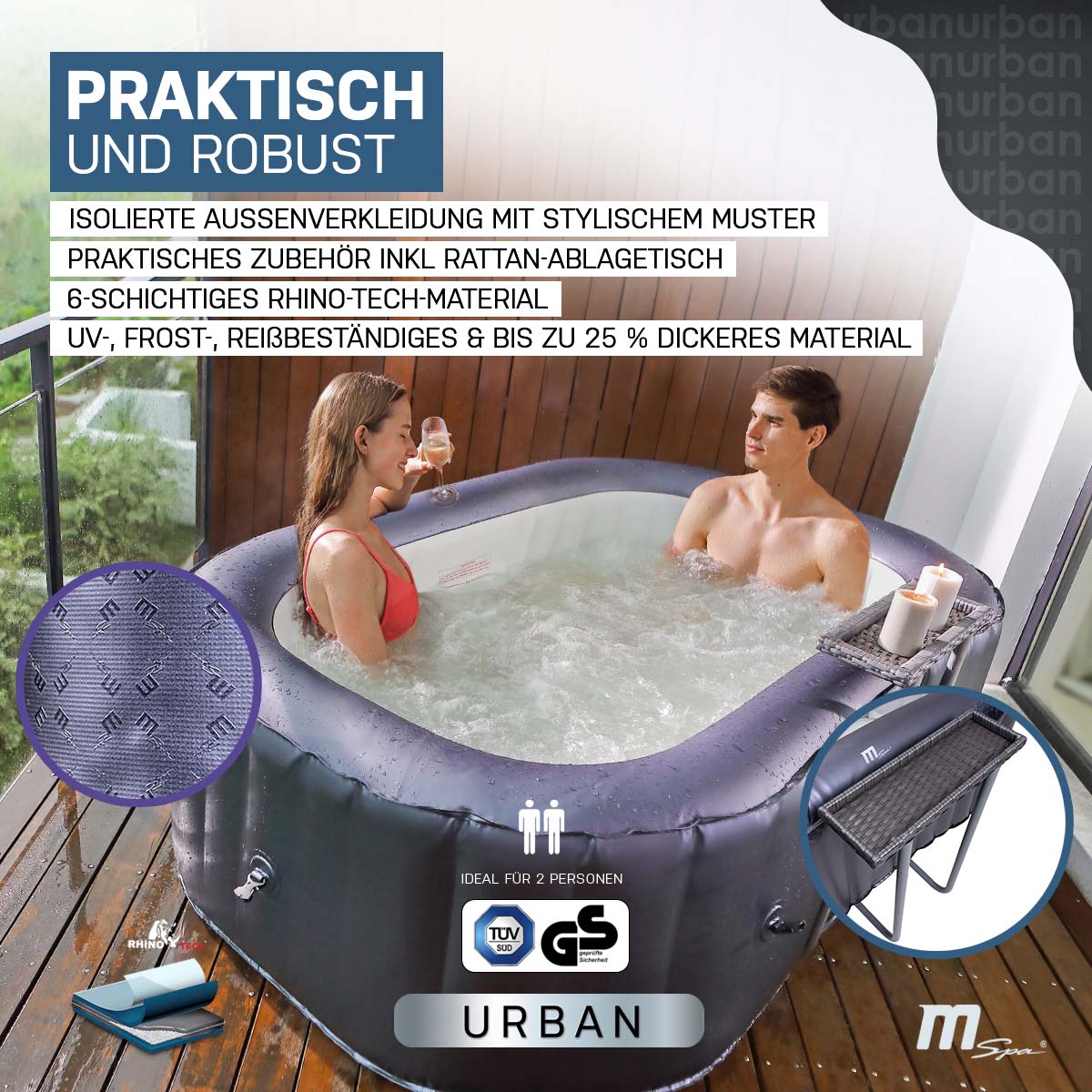 Whirlpool (aufblasbar) für 2 Personen (oval) - Urban Nest von MSpa