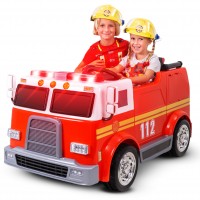 Kinder-Elektro-Feuerwehrauto LL911, 2-Sitzer, Sirene, Spritze, 90 Watt, Fernbedienung