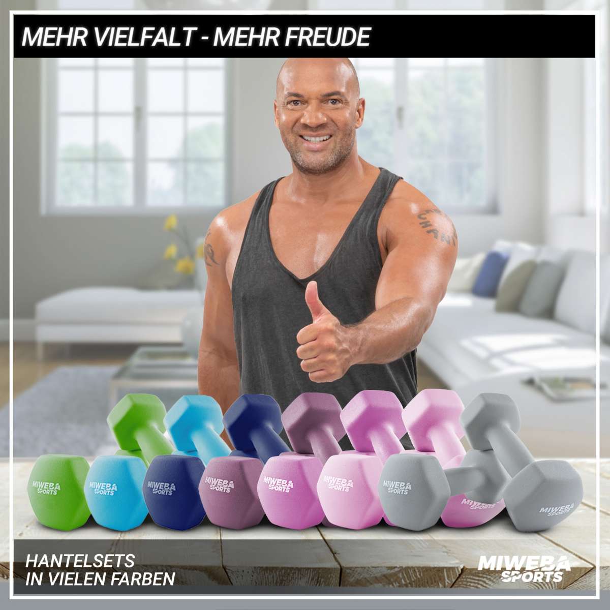 Sunny Health & Fitness Neopren Hantel Set – 2 Paar, Je 2 Pfund (ca. 0,9 Kg), Für Krafttraining & Aerobic