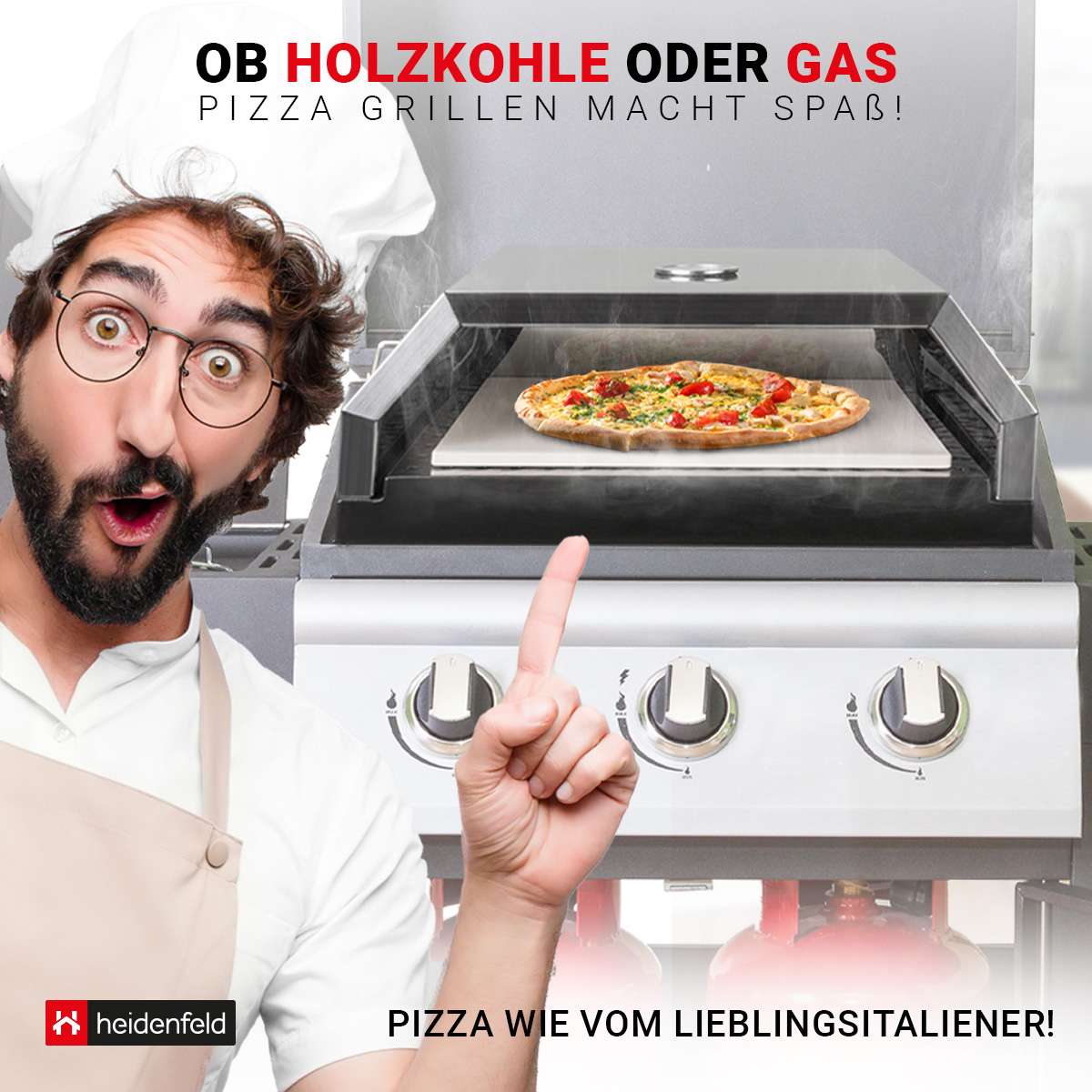 Produktbild von Pizza Ofen Das Original Gasgrill Pizzaaufsatz | Pizza-Cover Aus Edelstahl - Perfekte Oberhitze Für Deine Pizza Wie Aus Dem Pizzaofen Ooni Pizzaofen