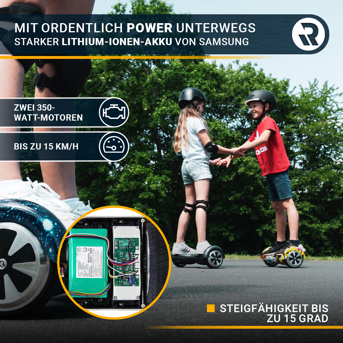 ROBWAY W1 Hoverboard f r Erwachsene Kinder 6 5 Zoll Self Balance Bluetooth App 700 Watt LEDs