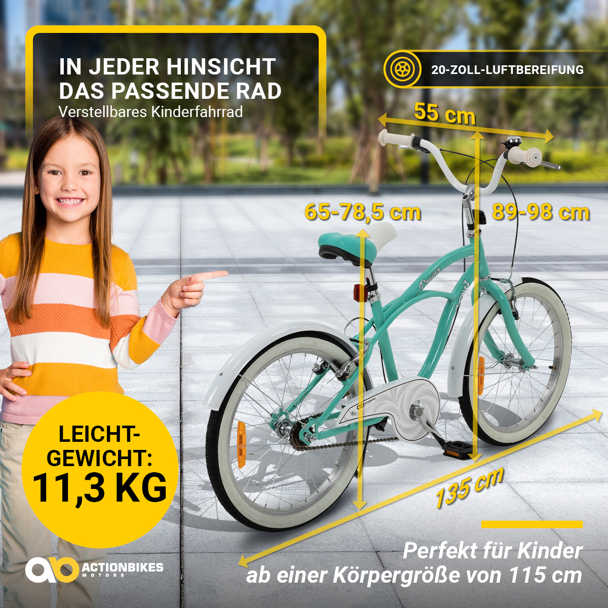 Kinderfahrrad Cruiser 20 Zoll: Kinderrad von Actionbikes