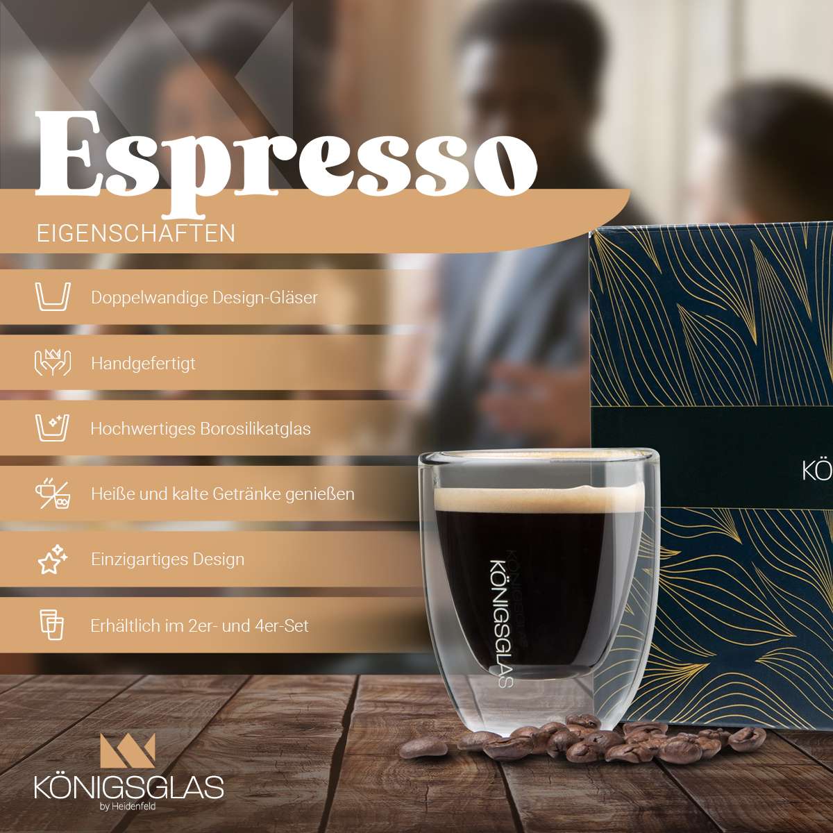 Königsglas Espresso: Espressogläser doppelwandig by Heidenfeld