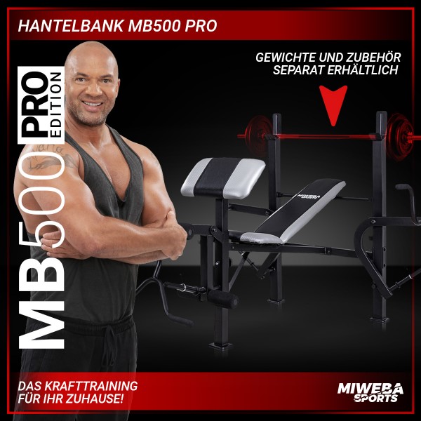 silber-schwarze Hantelbank von Miweba Sports