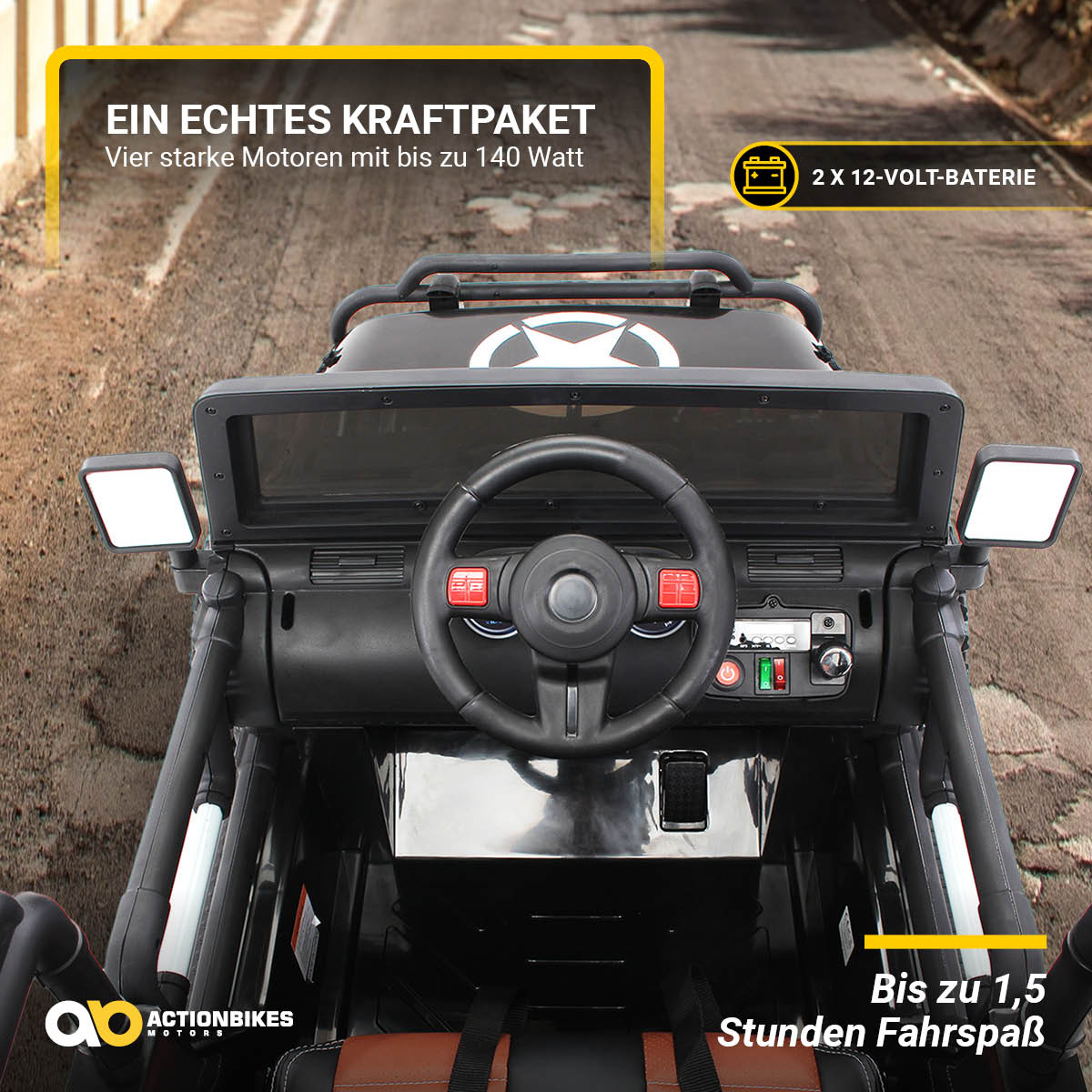 Kinder-Elektroauto Wrangler: 4x4 Jeep 2-Sitzer von Actionbikes