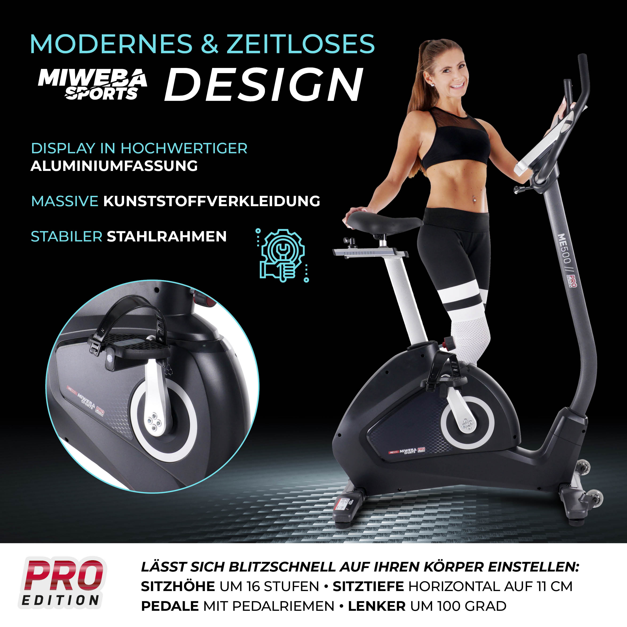 Miweba Sports ME500 Ergometer Design und Verarbeitung