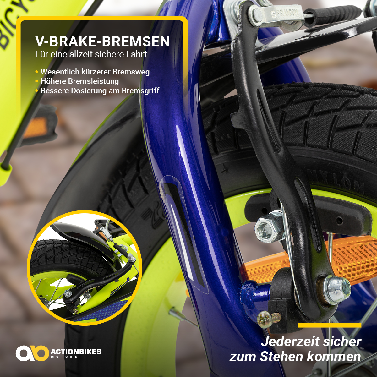 Actionbikes Kinderfahrrad Zombie 16 Zoll, V-Brake-Bremsen