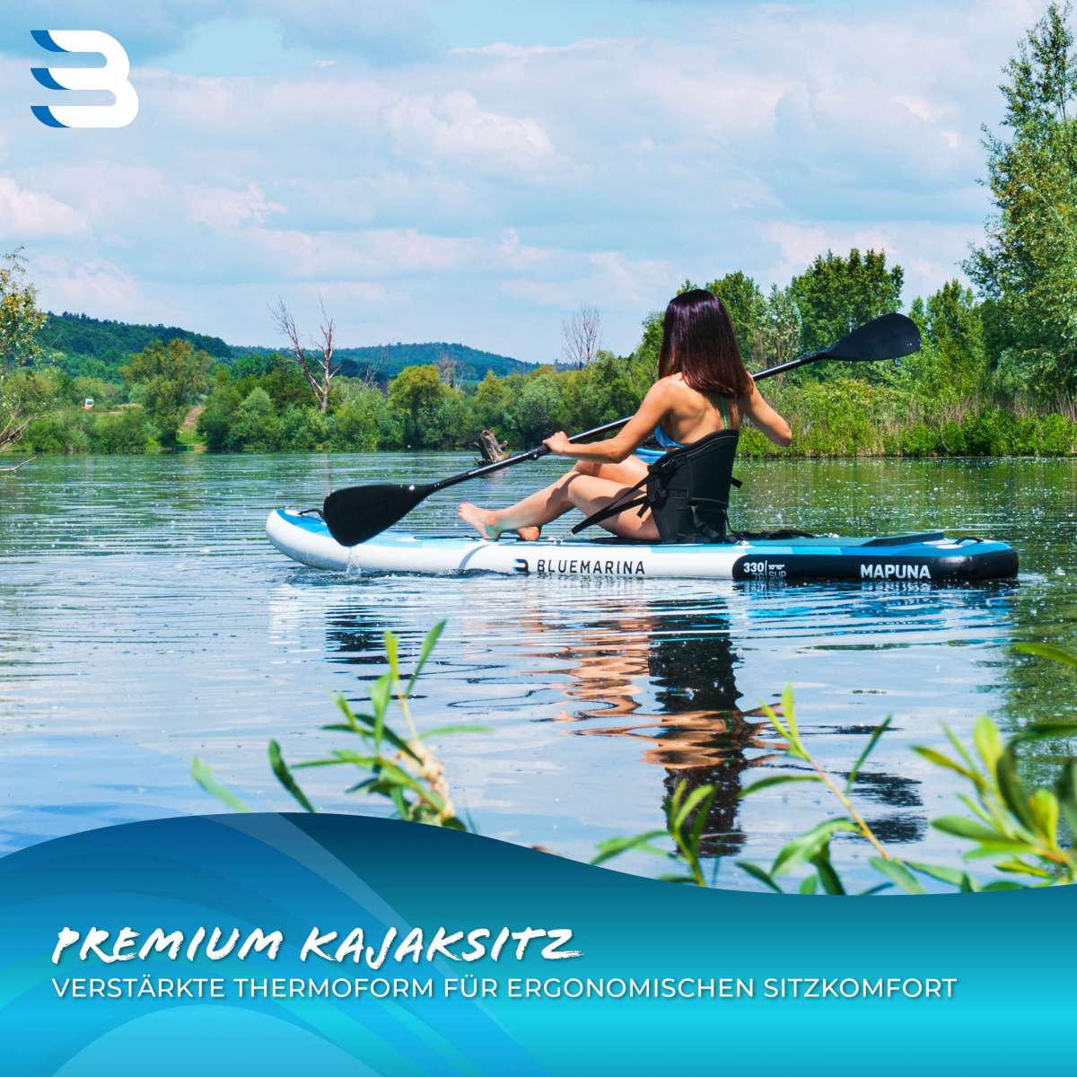 F2 SUP & Kajak Sitz Set – Inkl. 4-teiligem Alu-Carbon-Paddel (170-241 Cm) & Bequemem Kajaksitz, Zum Umrüsten Von SUPs