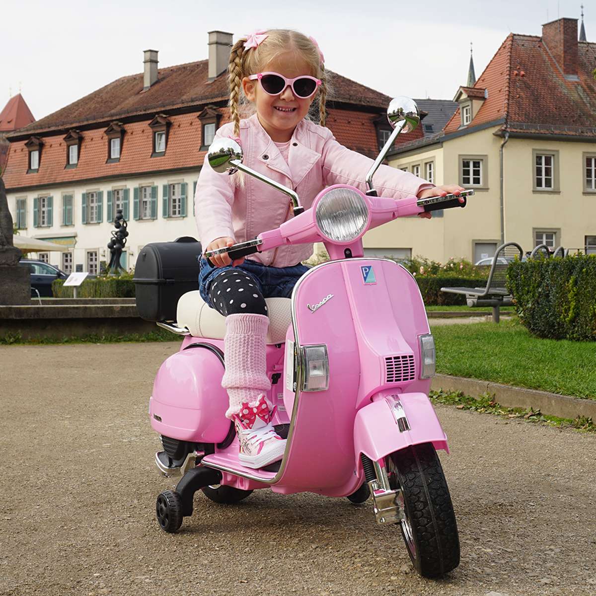 Kinder Elektroroller Vespa PX150 lizenziert 12V 7AH miweba.de