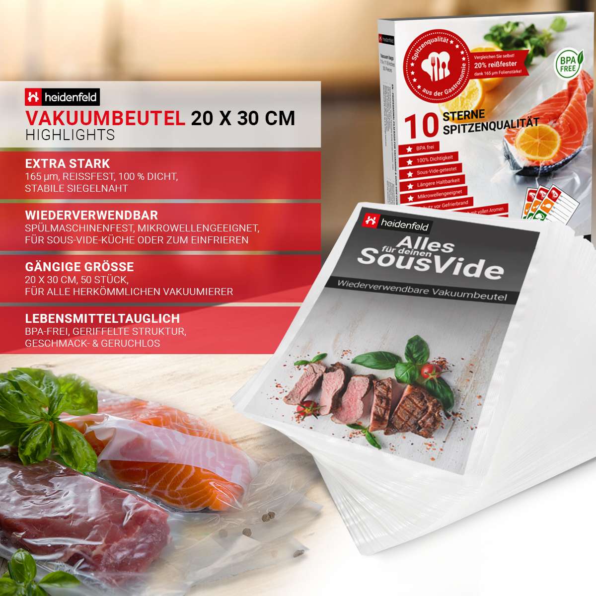 Vakuumbeutel Für Lebensmittel - Robust & Wiederverwendbar | Für Alle Vakuumiergeräte