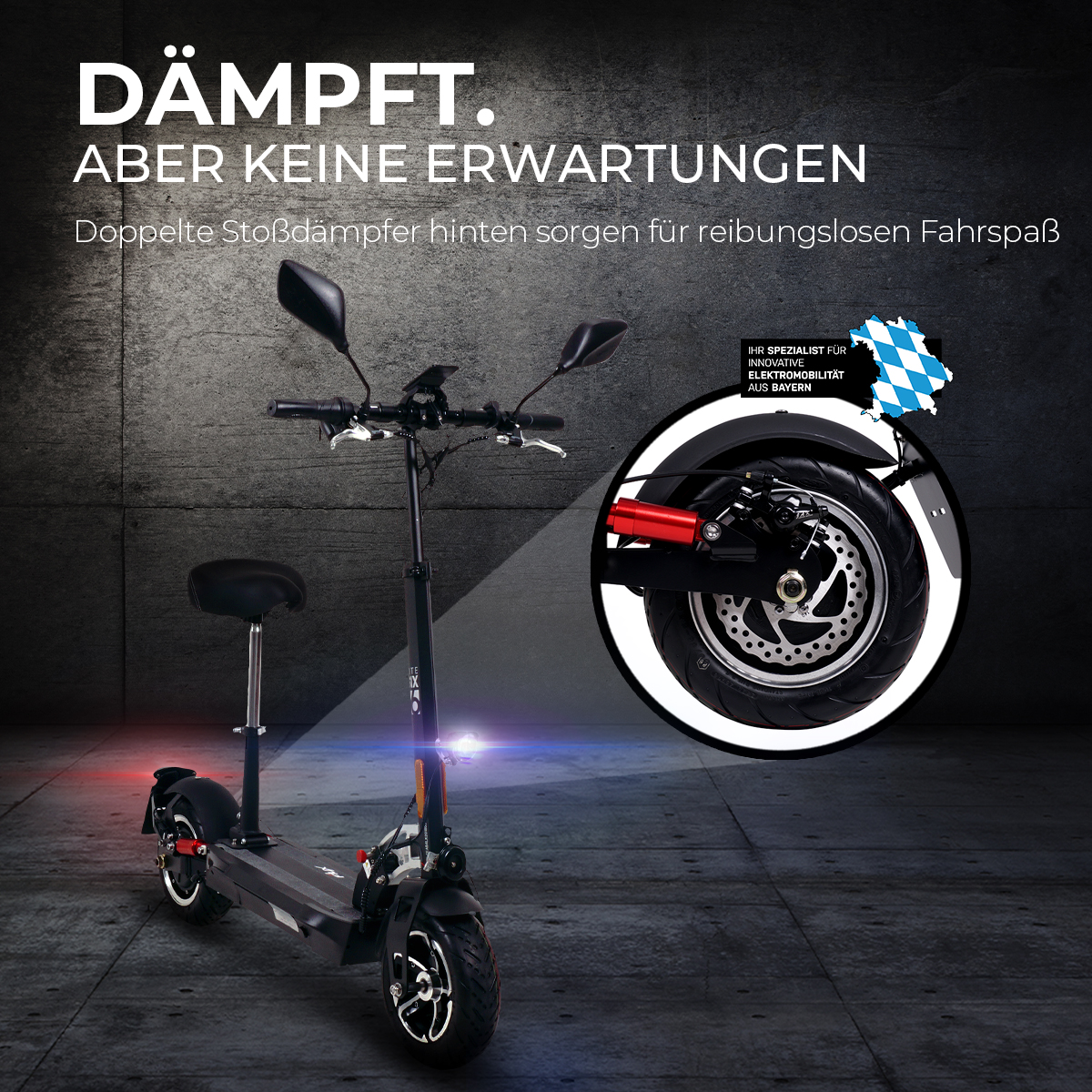 Elektro Scooter, eBikes, Li-ion Batterien und mehr - Dieser rote  rechteckige Reflektor wird für hinten verwendet