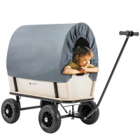 Miweba Holz-Bollerwagen Canvas, mit Dach, deichselgeführte Lenkachse, 180 kg