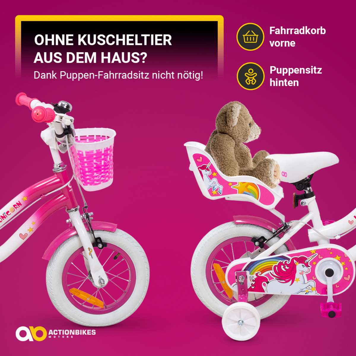Kinderfahrrad Unicorn 12 Zoll  Actionbikes Mdchen-Fahrrad
