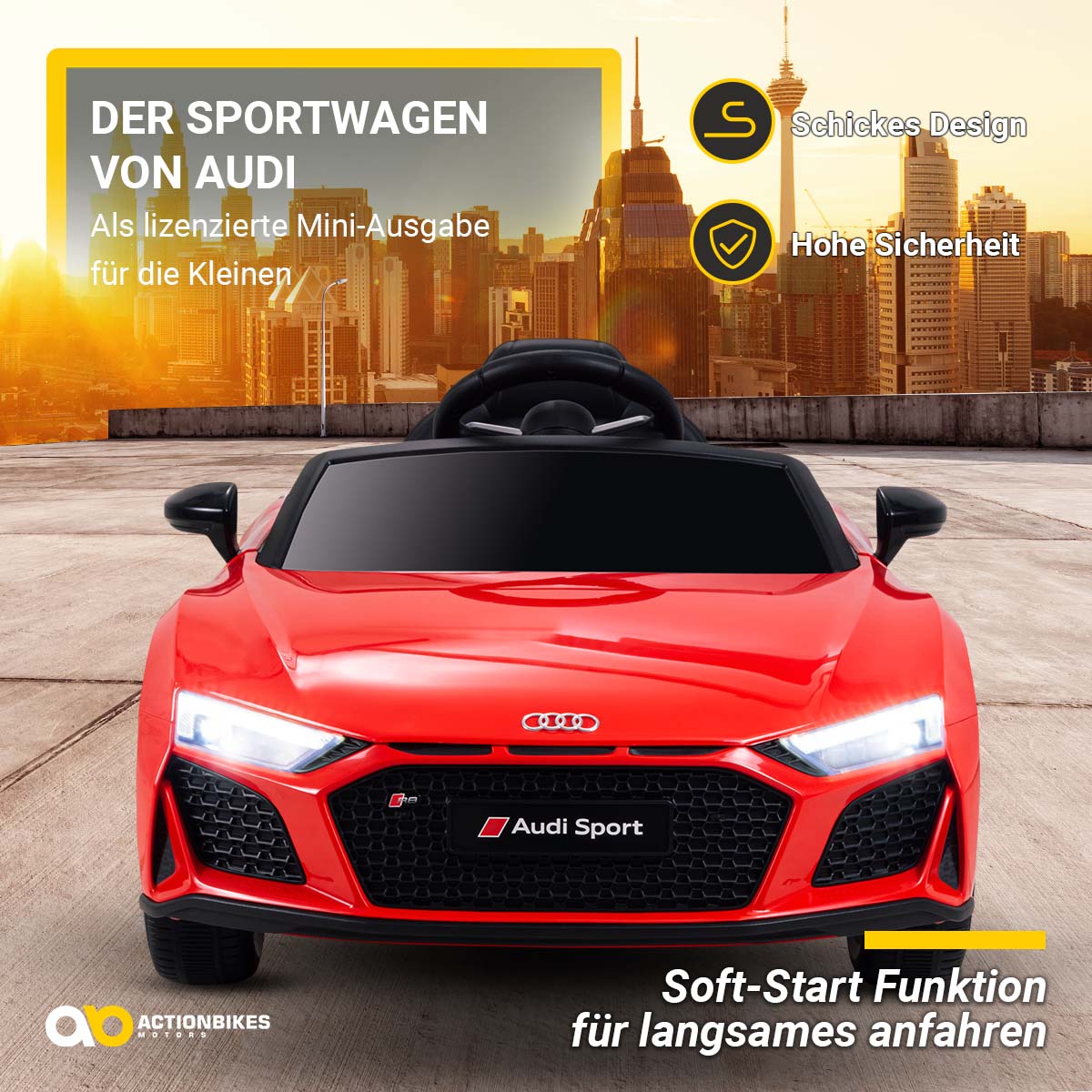 Actionbikes Motors Kinder Elektroauto Audi R8 4S Spyder | 2.4 Ghz  Fernbedienung - 2 x 6 Volt 7AH Batterie - 2 x 45 Watt Motor - Elektro Auto  für