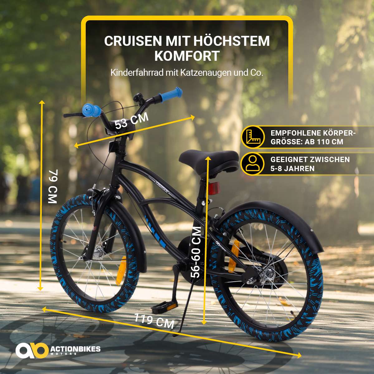 Kinderfahrrad Cruiser 18 Zoll  Actionbikes Kinderrad
