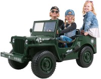 Jeep Willys Kinder-Elektroauto, 3 Sitze & Gurte, Schaufel, Federung, Allrad 4x4, LEDs