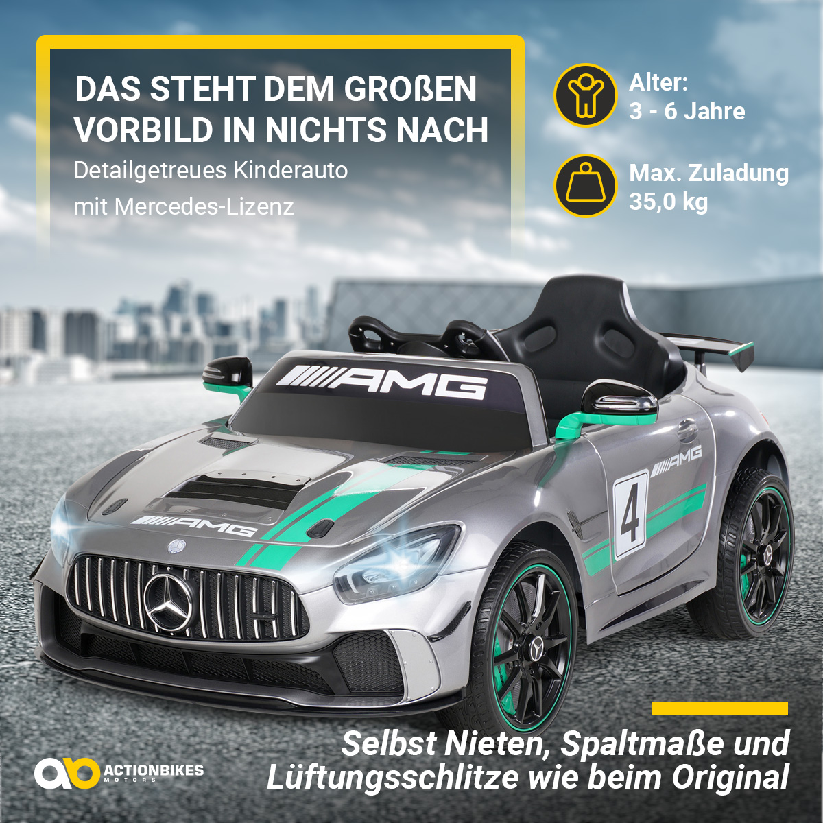 Actionbikes Motors Kinder Elektroauto Mercedes Benz AMG GT4 Sport