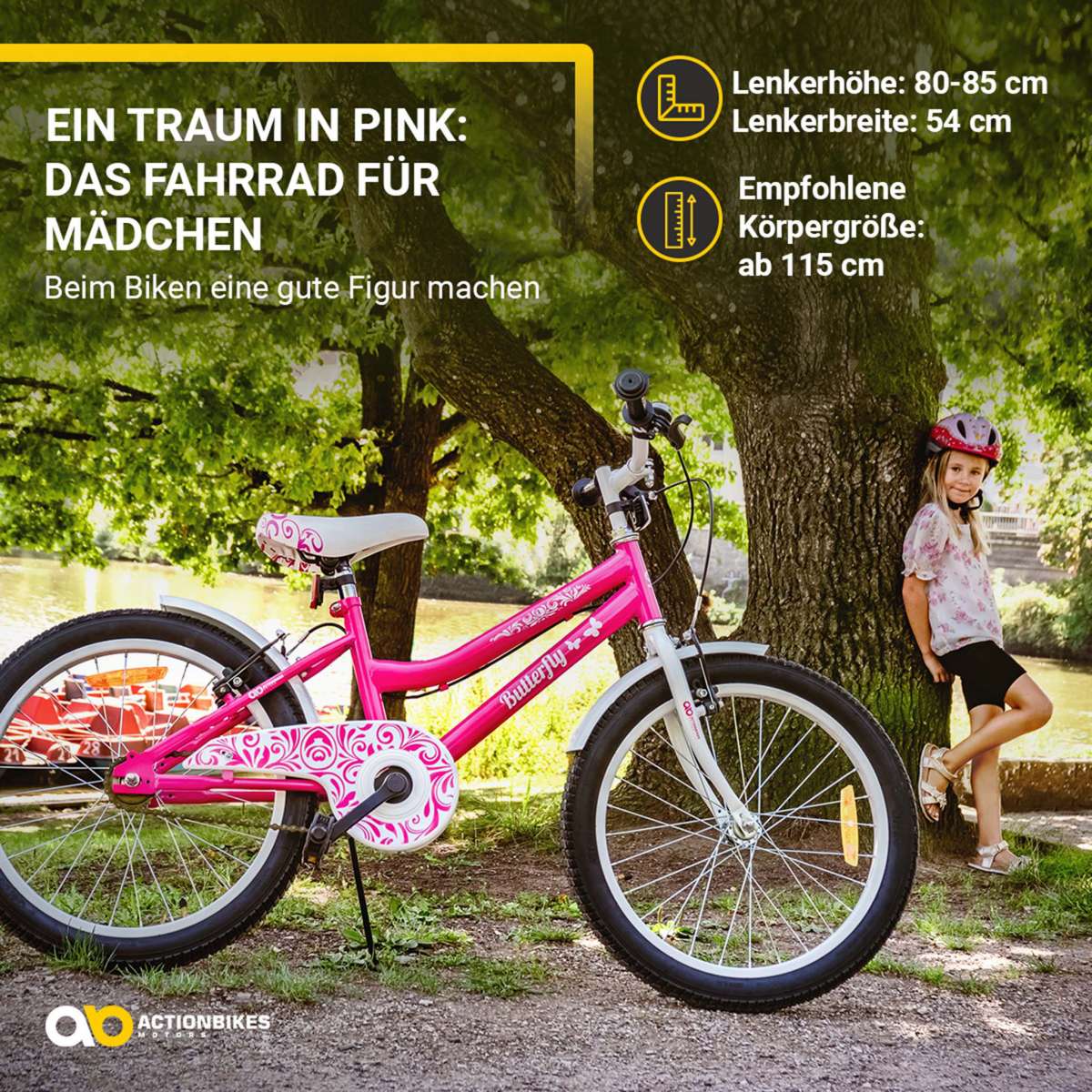 Kinderfahrrad Butterfly 20 Zoll  Actionbikes Mdchen-Fahrrad