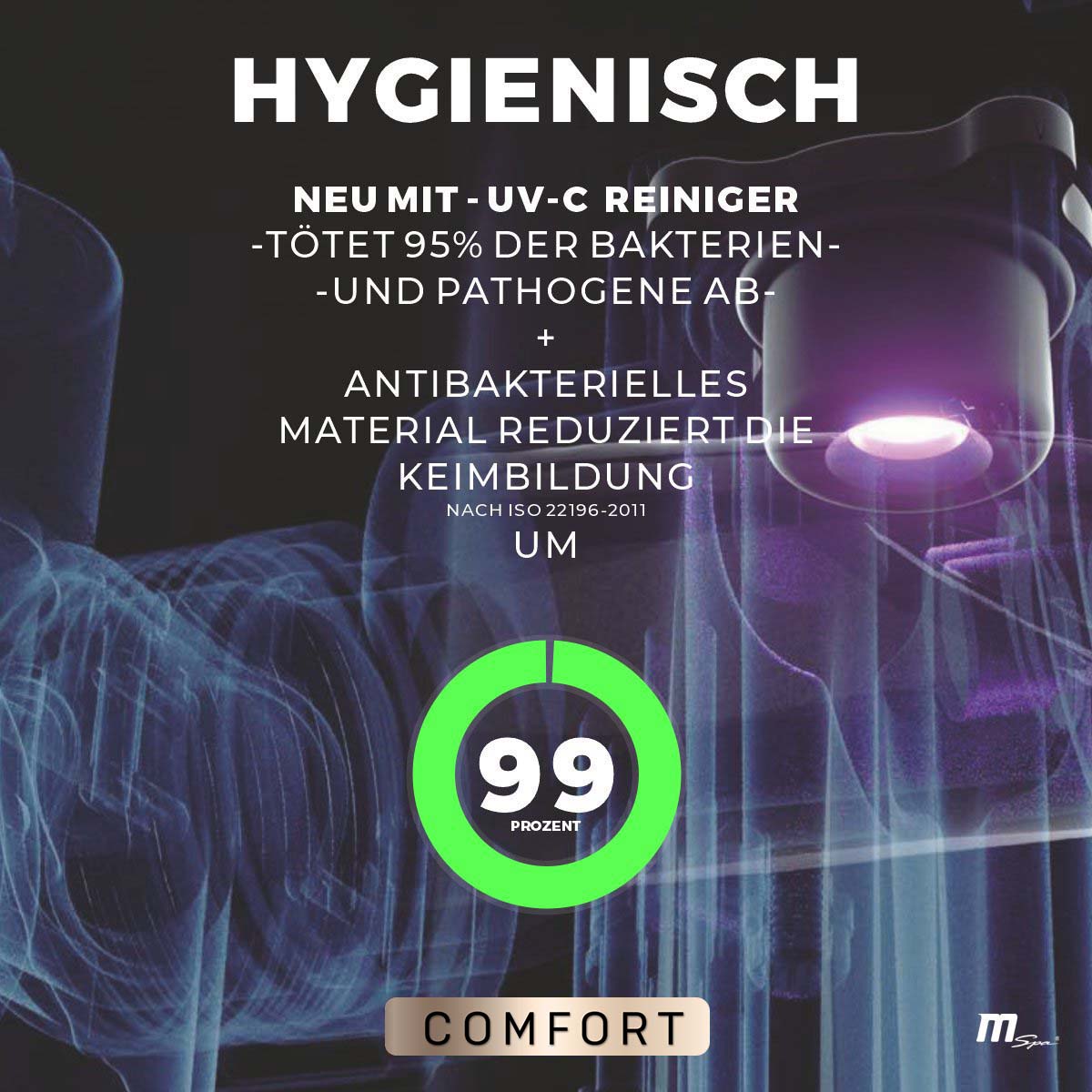 MSpa Comfort Bergen - Hygienesyste - eliminiert 99% aller Bakterien und Viren